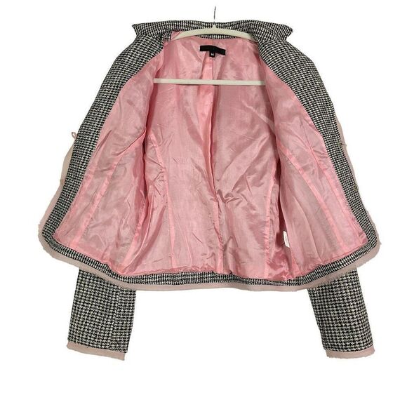 The Limited Black & White Houndstooth Tweed Blazer Jacket, Medium, 100% silk - Picture 3 of 9